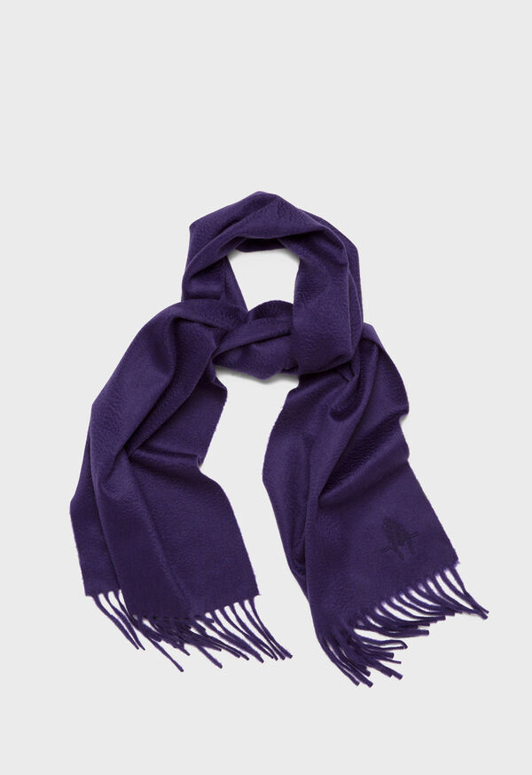 Paul Stuart Cashmere Solid Color Scarf with Embroidered Logo, image 42