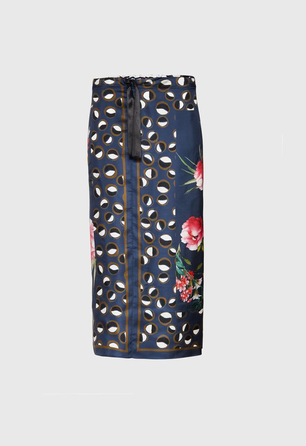 Paul Stuart Silk Patchwork Midi Skirt, image 1