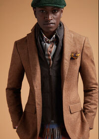 Paul Stuart Green and Rust Plaid Scarf, thumbnail 2