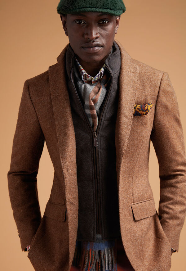 Paul Stuart Green and Rust Plaid Scarf, image 2