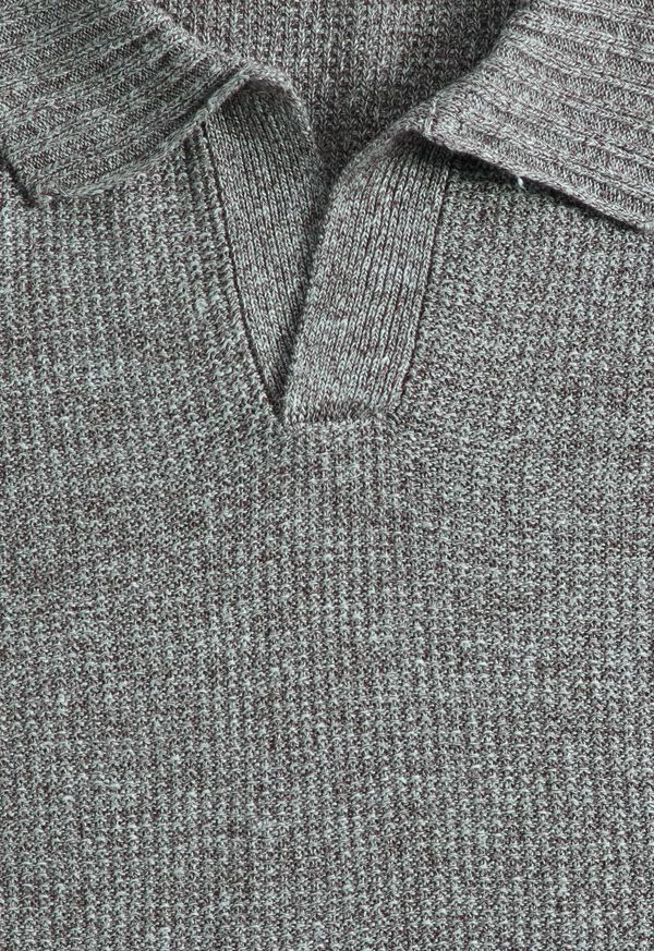 Paul Stuart Linen & Cotton Knit Open Collar Polo, image 2