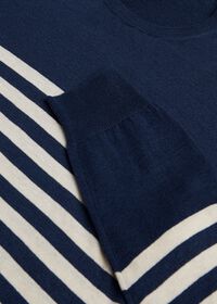 Paul Stuart Navy & White Cotton Blend Striped Sweater, thumbnail 2