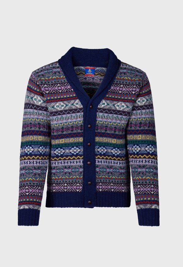 Paul Stuart Shetland Wool Fair Isle Cardigan, image 1