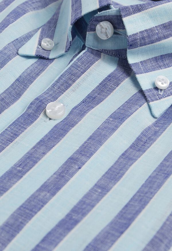 Paul Stuart Linen 2 Color Awning Stripe Sport Shirt, image 2