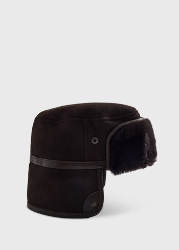 Paul Stuart Round Shearling Hat with Snaps