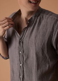 Paul Stuart Band Collar Washed Linen Shirt, thumbnail 4