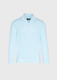Paul Stuart Cotton Open Collar Birdseye Stitch Sweater, thumbnail 1