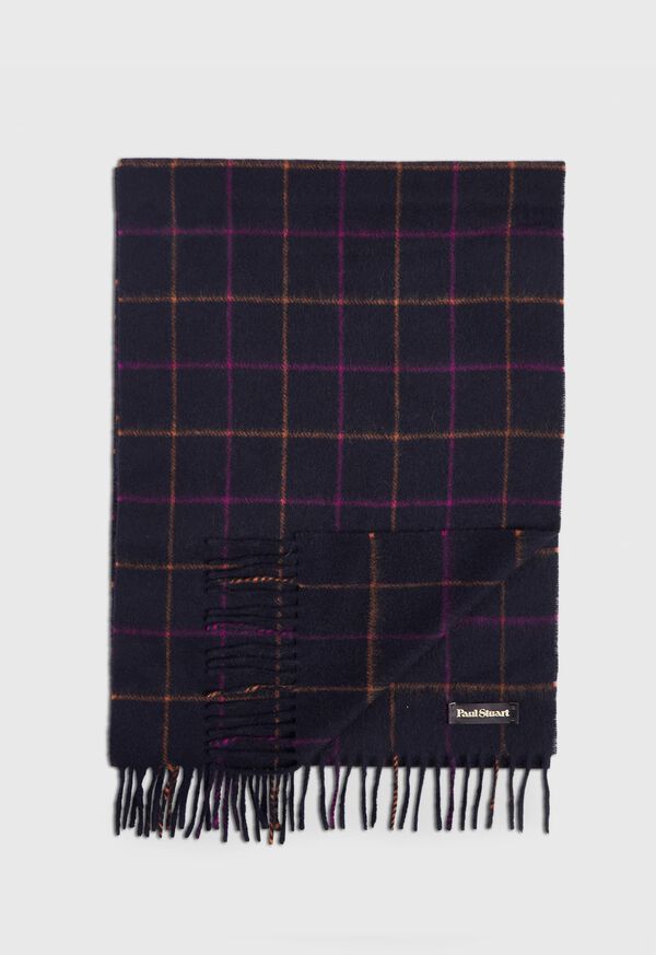 Paul Stuart Navy Plaid Scarf, image 1