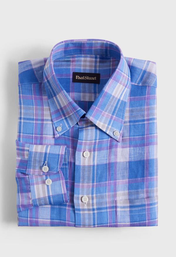 Paul Stuart Linen Multicolor Plaid Sport Shirt, image 1