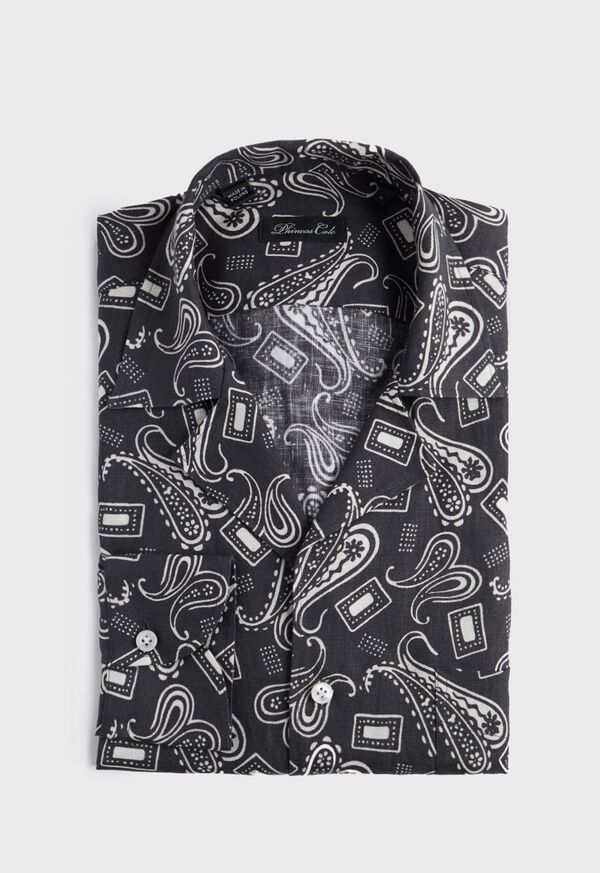 Paul Stuart Printed Linen Camp Collar Sport Shirt, image 3