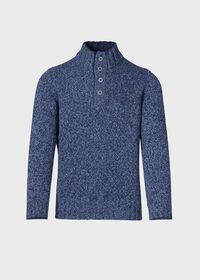 Paul Stuart Marled Button Mock Neck Sweater, thumbnail 1