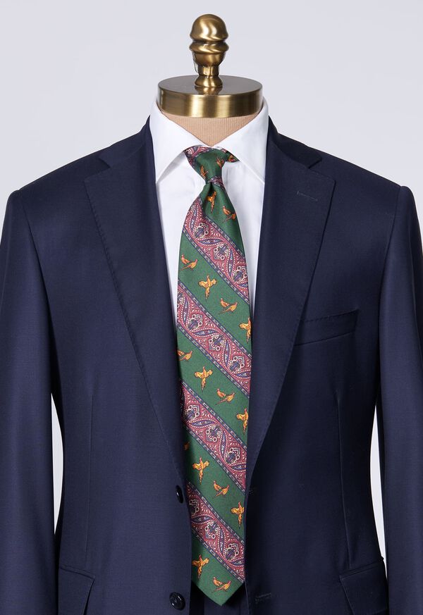 Paul Stuart Deco Stripe and Bird Print Tie, image 2