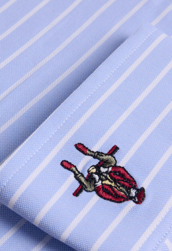 Paul Stuart Wide Striped Oxford Logo Sport Shirt, image 3