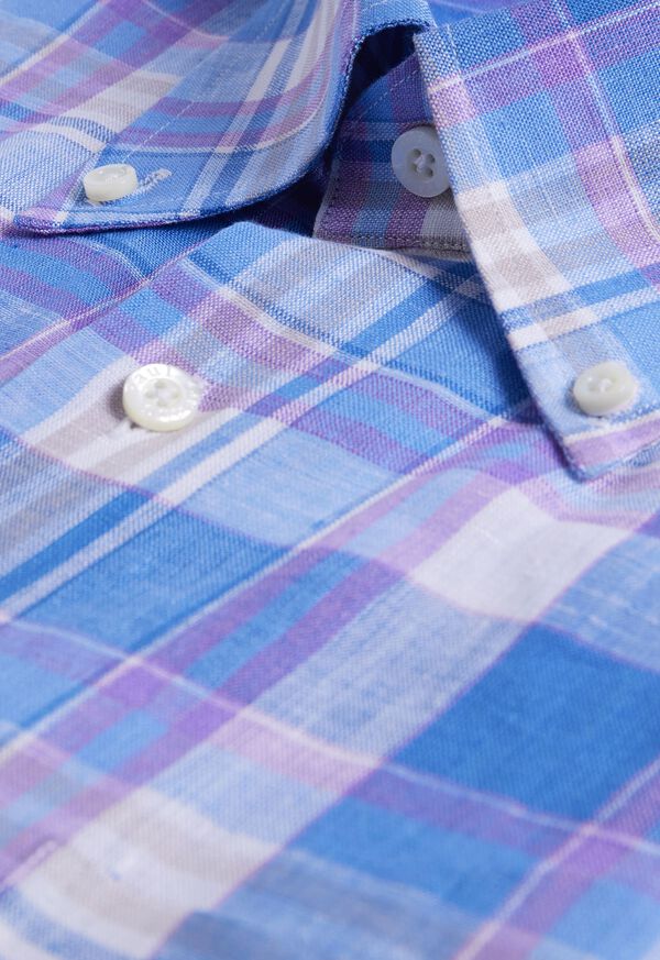 Paul Stuart Linen Multicolor Plaid Sport Shirt, image 2
