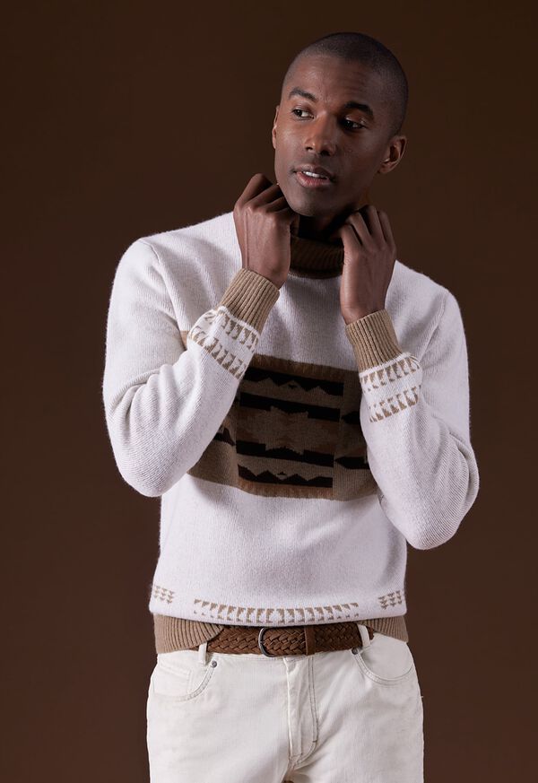 Paul Stuart Cashmere & Wool Intarsia Turtleneck Sweater, image 2