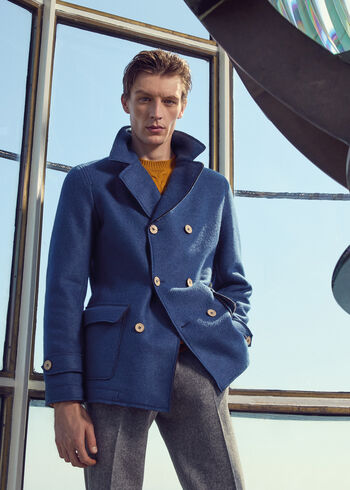 Paul Stuart Wool Raw Edge Double Breasted Jacket