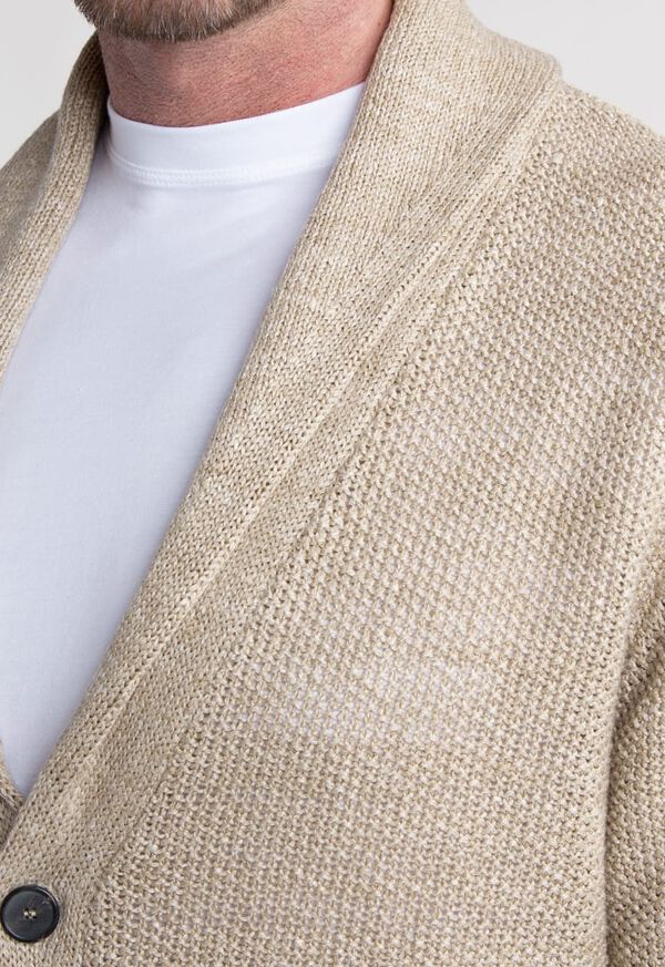 Paul Stuart Linen Rice Stitch Shawl Collar Cardigan, image 2