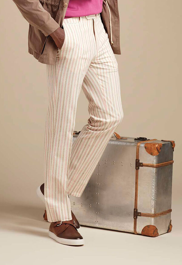 Paul Stuart Pink & Mink Stripe Cotton Pant, image 2