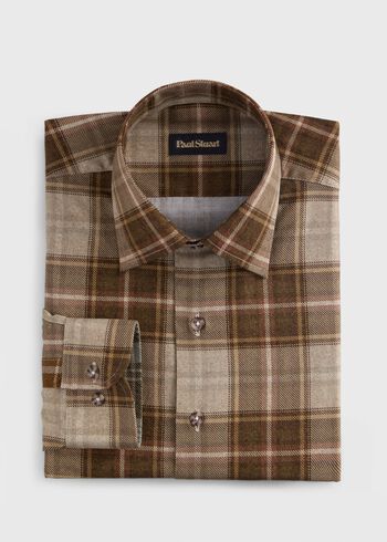 Paul Stuart Printed Plaid Brushed Cotton Shirt