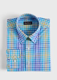 Paul Stuart Cotton Plaid Two Color Check Sport Shirt, thumbnail 1
