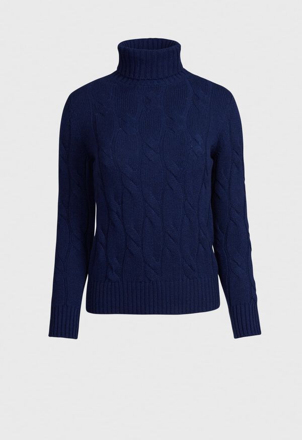 Cashmere All Over Cable Turtleneck Sweater