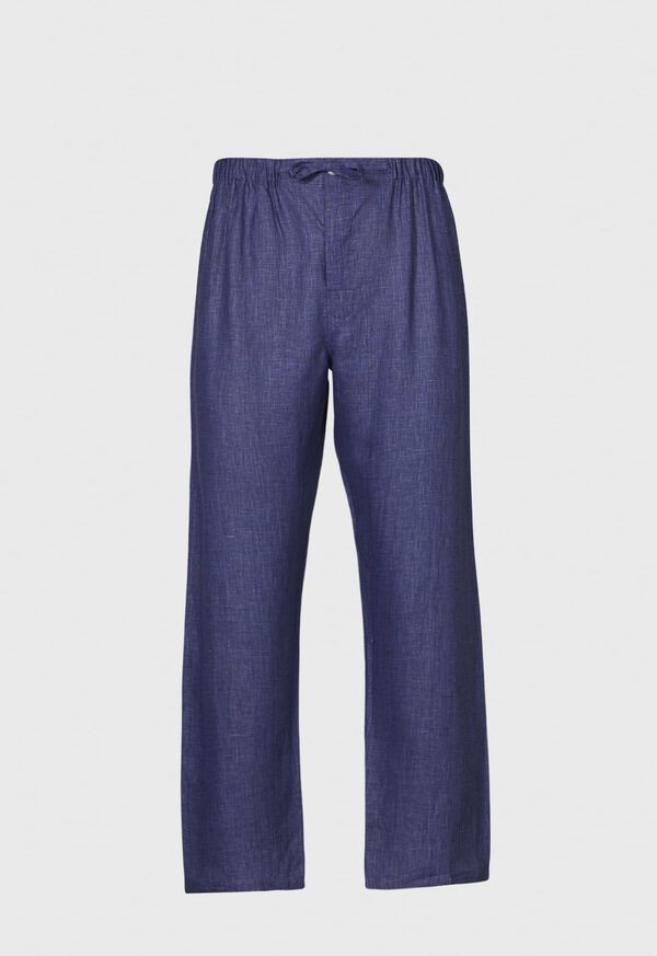 Paul Stuart Indigo Linen Pleated Front 2pc Pajama, image 3