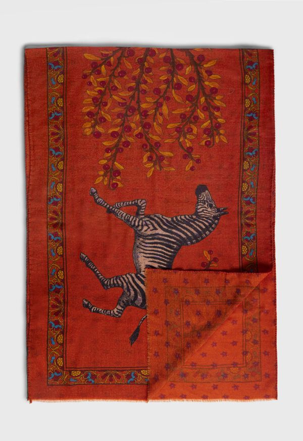 Paul Stuart Lambswool Zebra Print Scarf, image 1