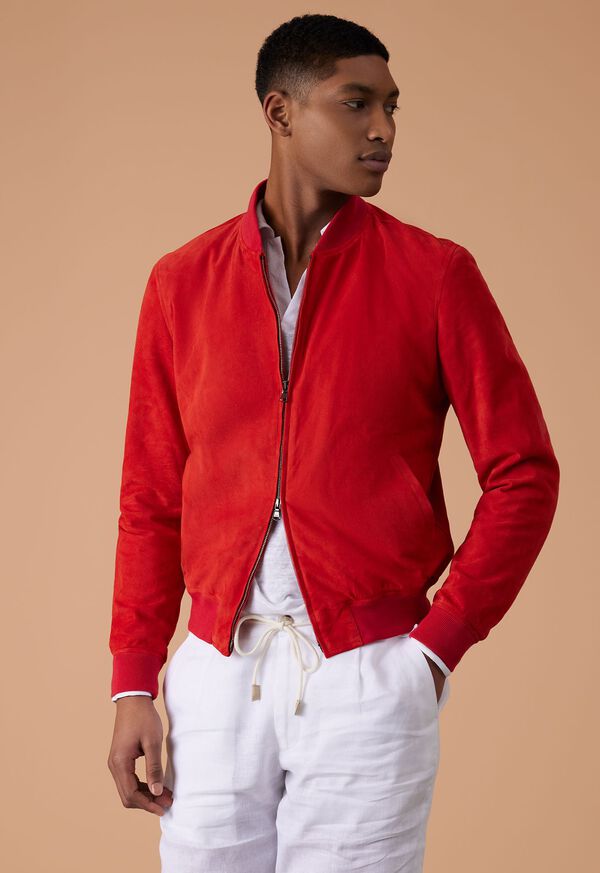 Red Suede Blouson Jacket