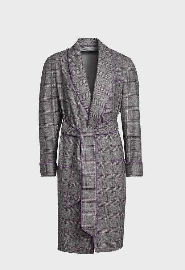 Paul Stuart Grey Plaid Wool Robe, image 1