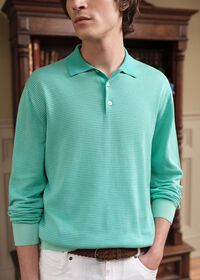 Paul Stuart Cotton Stripe Long Sleeve Polo, thumbnail 2