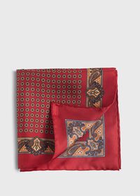Paul Stuart Printed Silk Medallion and Paisley Pocket Square, thumbnail 1