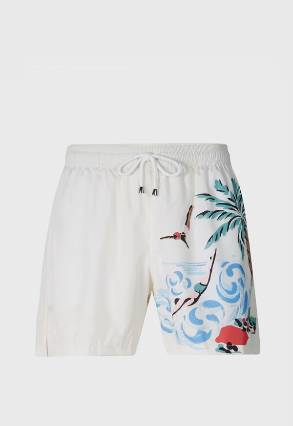 Paul Stuart Beach Print Swim Trunk