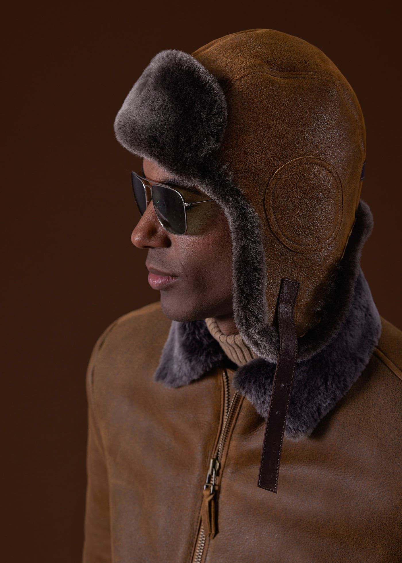 Shearling best sale pilot hat