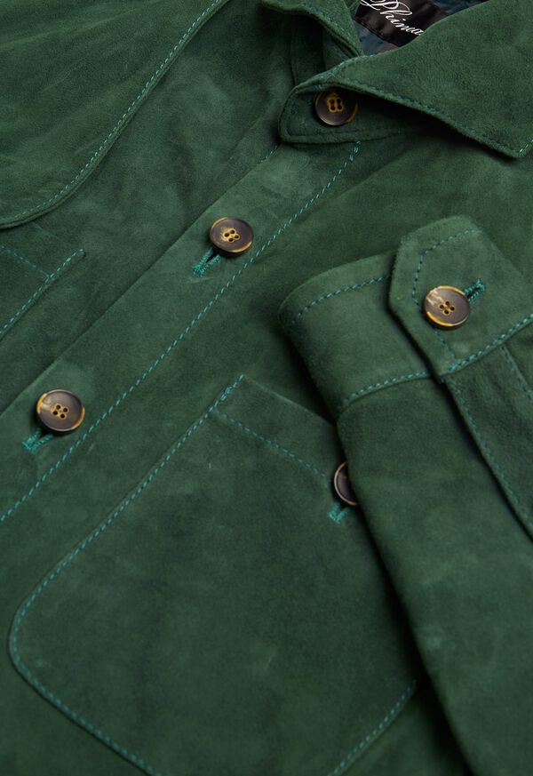 Paul Stuart Solid Green Suede Shirt, image 2