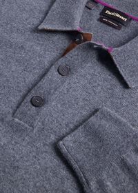 Paul Stuart Cashmere Long Sleeve Polo with Suede, thumbnail 2