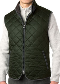Paul Stuart Quilted Nylon Vest with Wool Trim, thumbnail 1