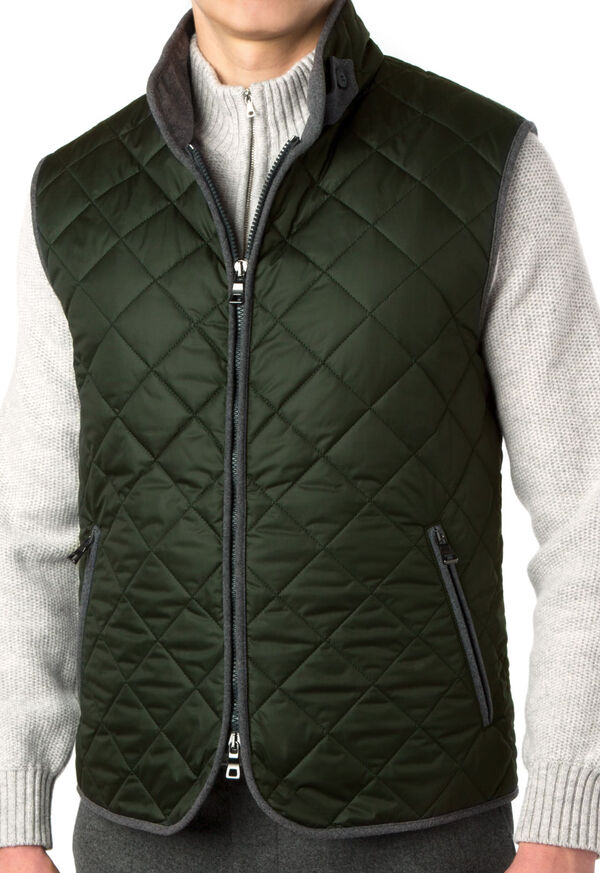 Paul Stuart Quilted Nylon Vest with Wool Trim, image 1