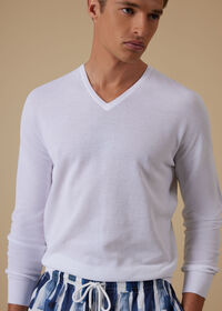 Paul Stuart Cotton Pique V-Neck Sweater, thumbnail 2