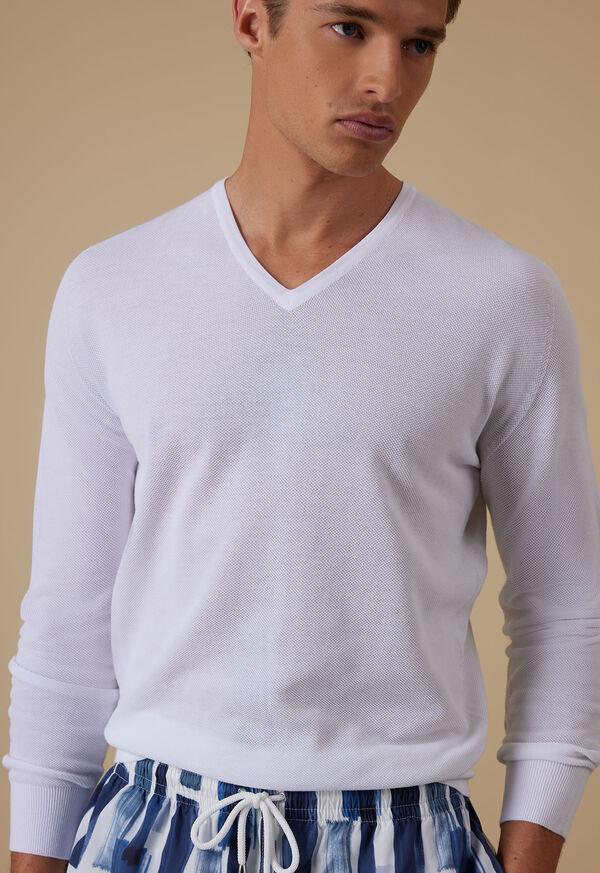 Paul Stuart Cotton Pique V-Neck Sweater, image 2