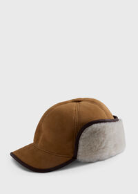 Paul Stuart Sheepskin Hat with Leather Trim, thumbnail 1