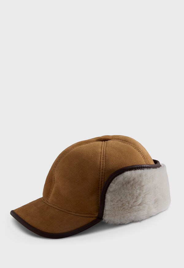 Paul Stuart Sheepskin Hat with Leather Trim, image 1