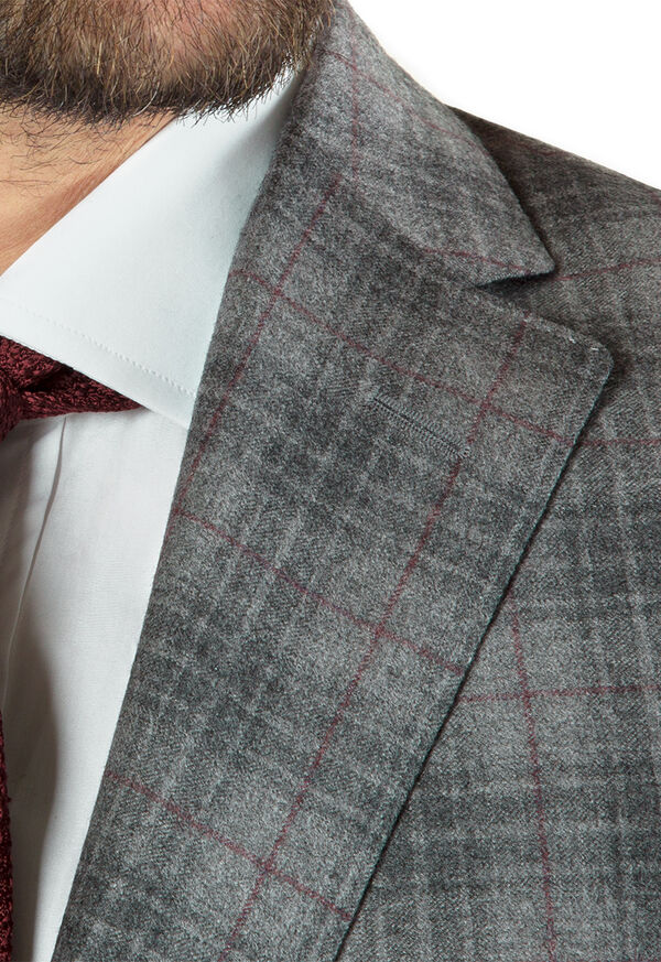 Paul Stuart Grey and Burgundy Plaid Super 130s Jacket, image 2
