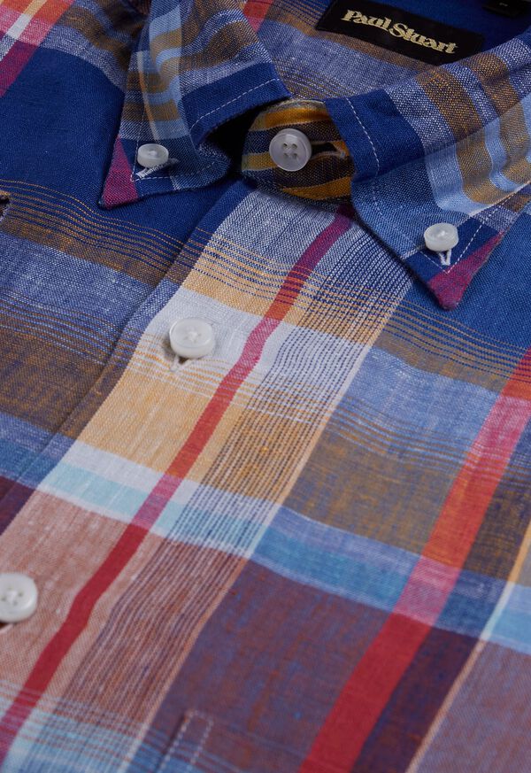 Paul Stuart Linen Plaid Sport Shirt, image 3
