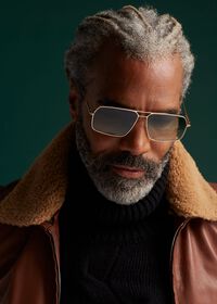 Paul Stuart ZEGNA Shiny Light Gold Sunglasses, thumbnail 2
