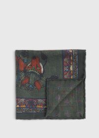 Paul Stuart Armed Fox Print Wool Pocket Square, thumbnail 2
