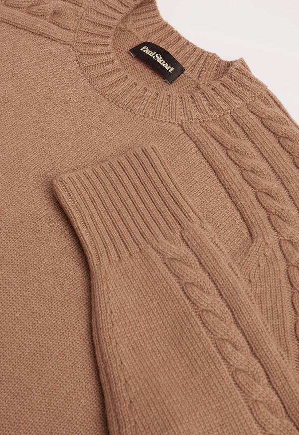 Paul Stuart Cashmere Cable Knit Sleeve Crewneck Sweater, image 2