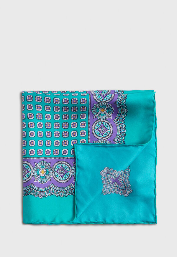 Paul Stuart Silk Twill Medallion Pocket Square