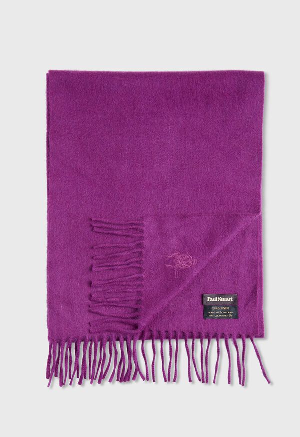 Paul Stuart Cashmere Solid Color Scarf with Embroidered Logo, image 1