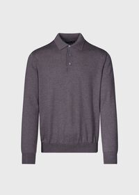 Paul Stuart Long Sleeve Merino Wool Polo Shirt, thumbnail 1