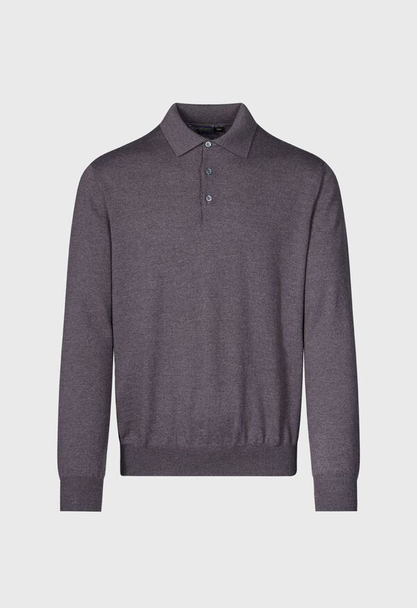 Paul Stuart Long Sleeve Merino Wool Polo Shirt, image 1